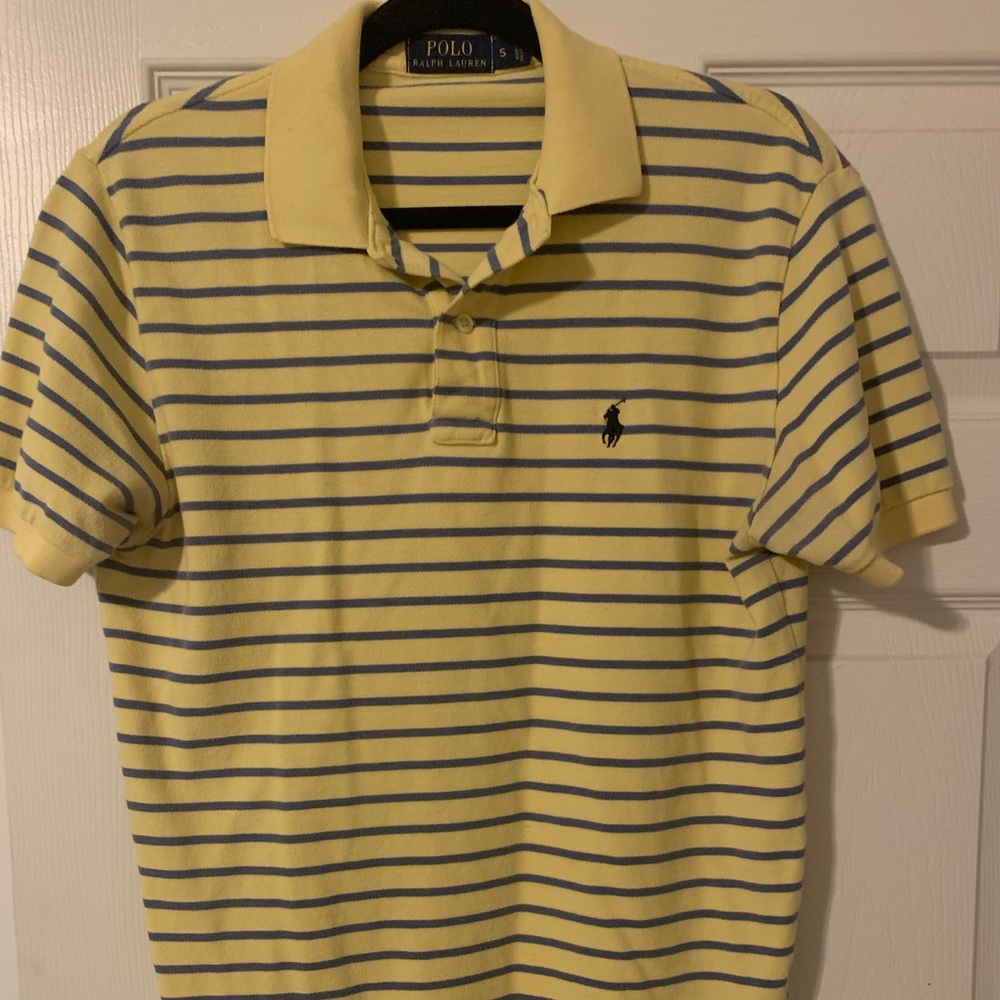 Ralph Lauren Yellow Polo with blue stripes Size Small